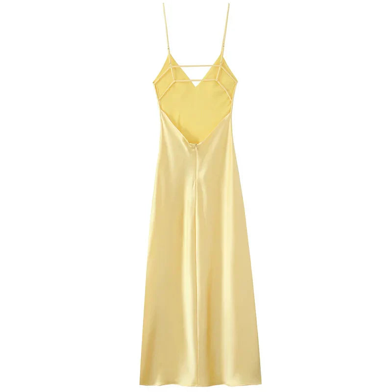 Lumière |Timeless Silk-Finish Lumière Luminous Slip Maxi Dress
