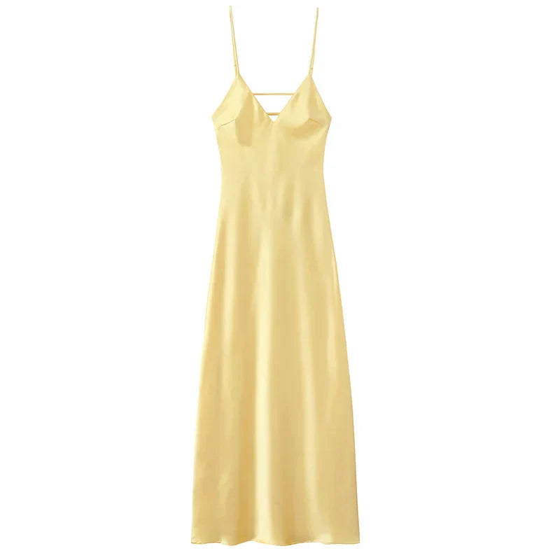 Lumière |Timeless Silk-Finish Lumière Luminous Slip Maxi Dress