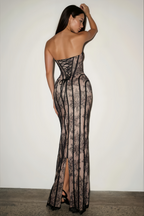 Urszula | Black Off-Shoulder Floral Lace Maxi Dress