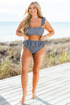 Sugar Sands Swim Top, Black/White Gingham
