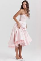 Daisy | Structured Bodice Luxurious Satin Corset Midi Dress