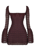 Marisa | Rich Brown Floral Lace Drawstring Bust Mini Dress