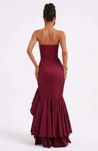 Martyna | Strapless High-Low Ruffle Maxi Dress