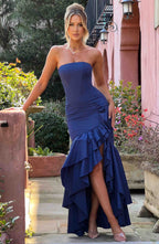 Martyna | Strapless High-Low Ruffle Maxi Dress
