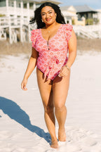 Beach Beauty Swimsuit, Fuchsia Floral