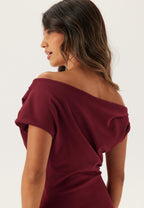 Kiara | Burgundy One-Shoulder Draped Maxi Dress