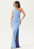 Yara | Pale Blue One-Shoulder Maxi Dress – Sleek Stretchy Formal Gown