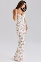 Flaws | Floral Lace Corset Bodycon Maxi Dress