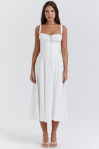 Carmen | Ruched Bodice with High Slit Midi Dress