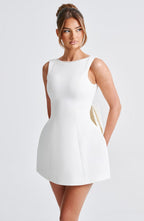 Kel | Sleeveless Pearl-Neckline Sculpted Mini Dress
