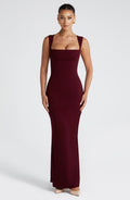 Grace | Burgundy Square Neckline Sculpting Maxi Dress