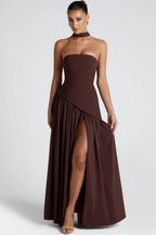 Donna | Asymmetrical Strapless Sculpted Maxi Dress