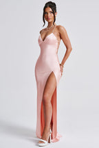 Alexia | Bias-Cut Plunging Satin Maxi Dress