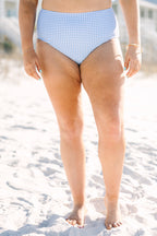 Let's Go Watch The Sunset Swim Bottom, Blue Gingham