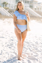 Let's Go Watch The Sunset Swim Bottom, Blue Gingham