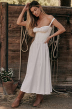 Carmen | Ruched Bodice with High Slit Midi Dress