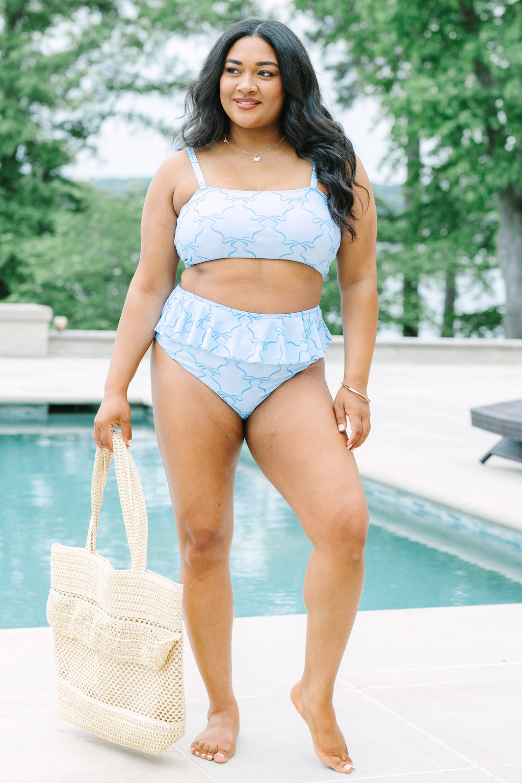 Sandy Sunset Swim Top, Blue Ribbon