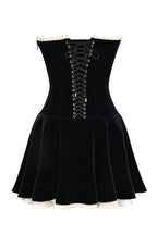 Marilla | Plush Black Velvet Strapless Mini Dress