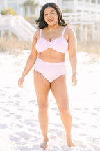 Sunday Sweetheart Swim Top, Pink Gingham